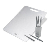 LA' FORTE Premium Combo - 5-Piece Metal Knife Set with Metal Block & Stainless Steel Chopping Board (31 cm x 20.5 cm)